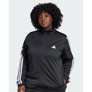 Adidas Jacket Womens 3X Full Zip 3 Stripes Tricot Track Athletic Black White NWT